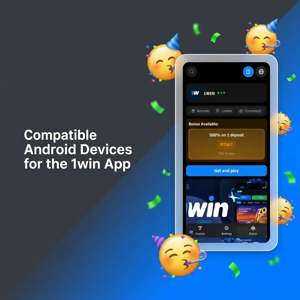 Compatible Android smartphones and tablets for 1win app in India including Samsung, Xiaomi, OnePlus, and Google Pixel
